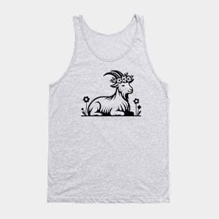 Goat Wearing a Flower Crown Tank Top